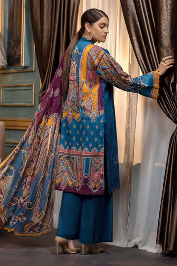 Adan Libas Prussian Blue Embroidered & Printed Lawn 2022 Online Shopping